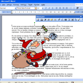 Clip art in front of text